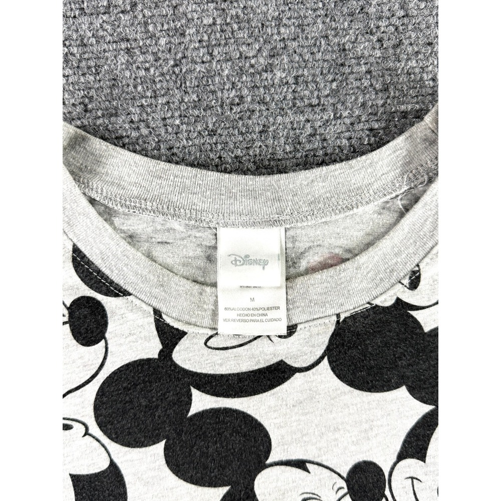 Disney Mickey Mouse All Over Print T-Shirt Gray Short Sleeve Crew Neck Medium - Picture 3 of 6